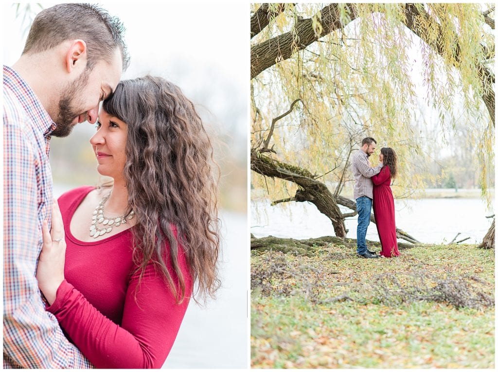 Riverside Park Fall Engagement Session - Bride and Groom
