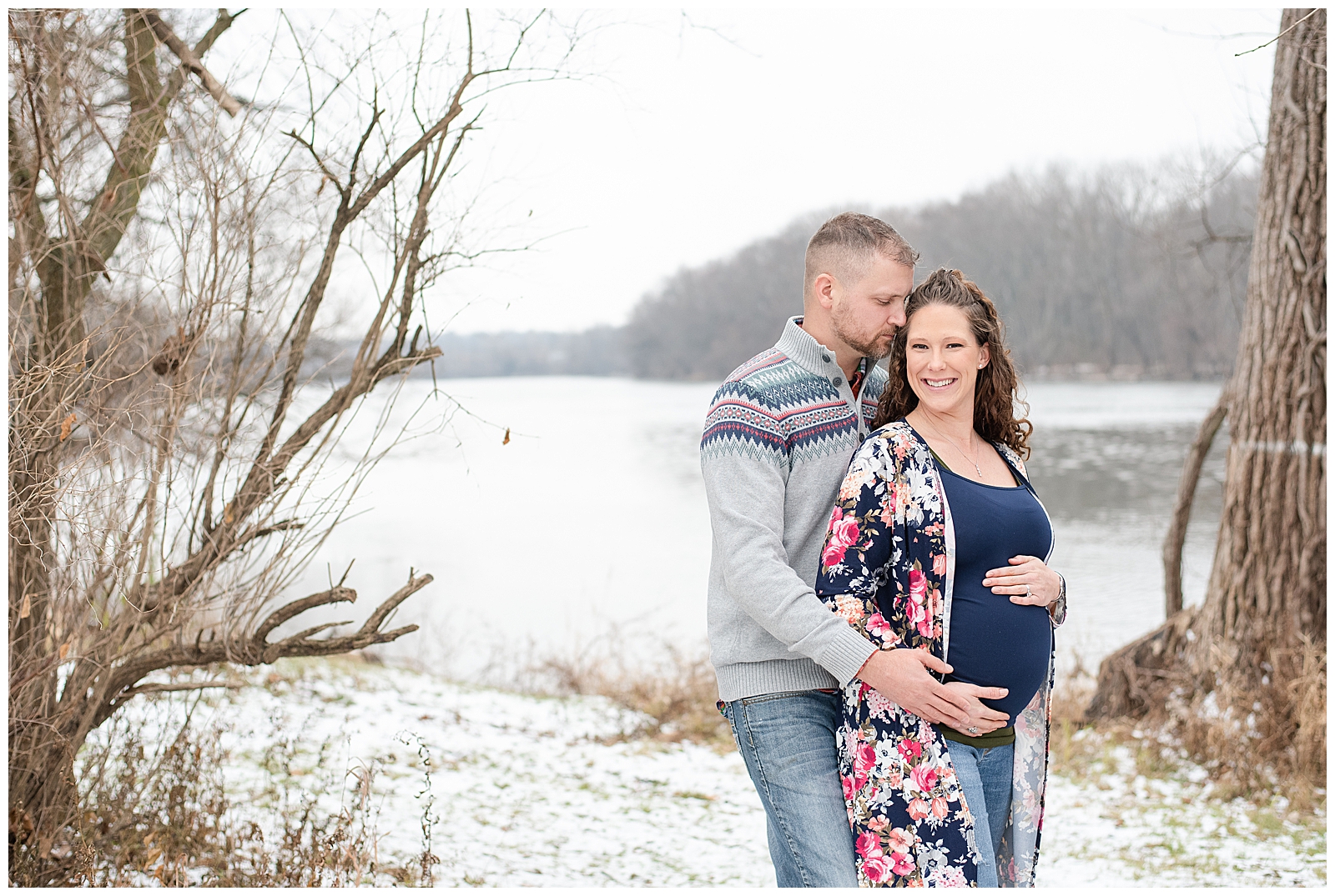 Veterans Memorial Park Winter Maternity Session - Leidy and Josh Photography Michigan Wedding Photographers and Quinceañera Photography