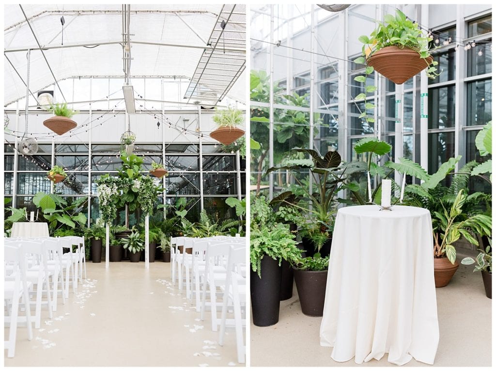 Greenhouse wedding ceremony space at Grand Rapids Downtown Market in Michigan.
