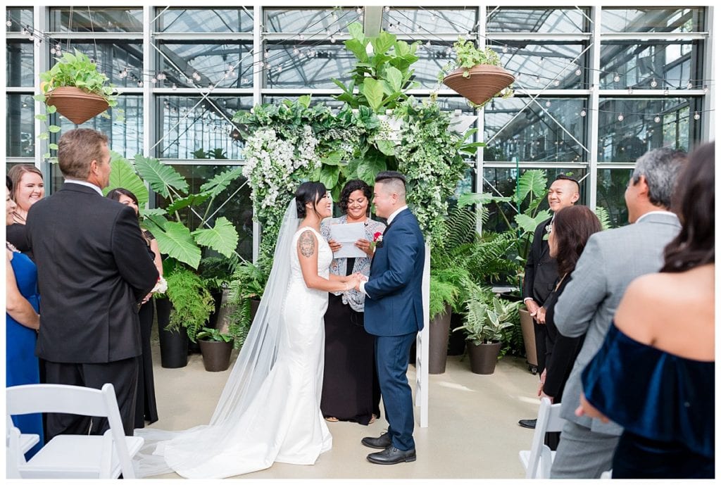 Greenhouse wedding ceremony at Downtown Market in Grand Rapids, Michigan.