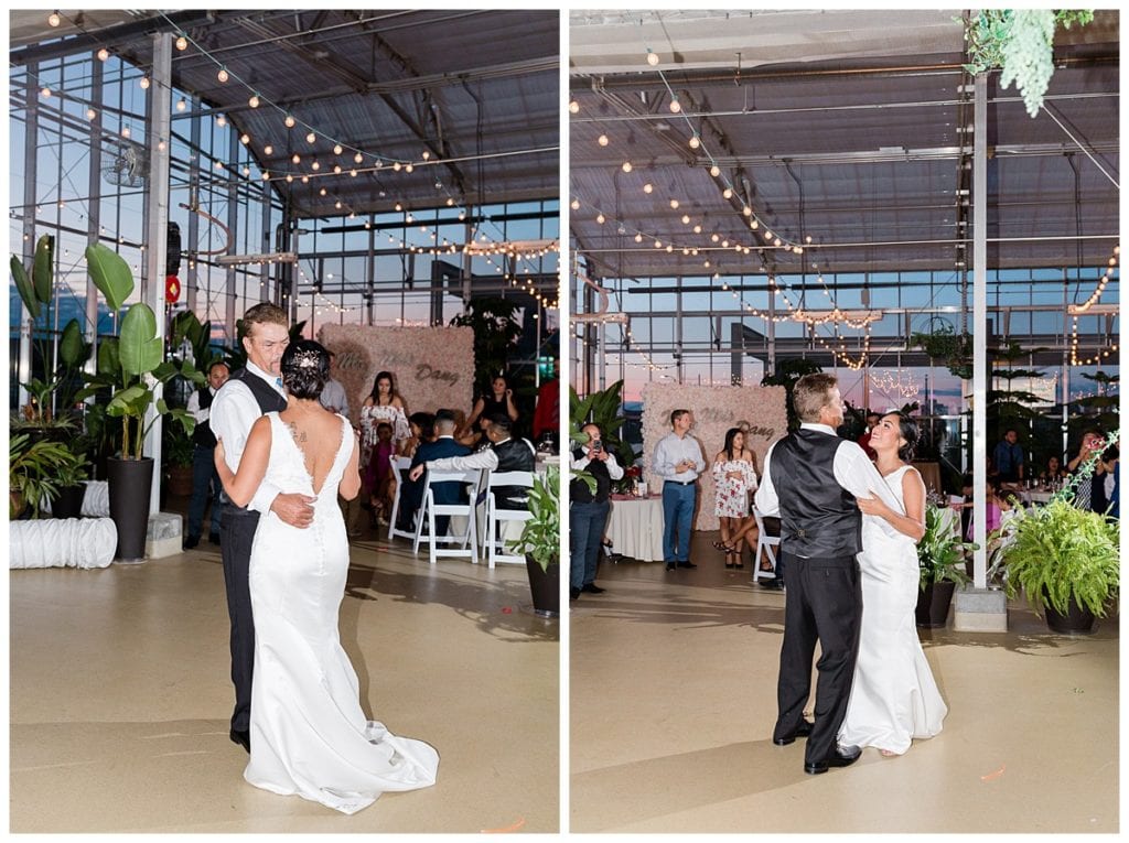 Bride and father dancing on her wedding day at Downtown Market Grand Rapids.