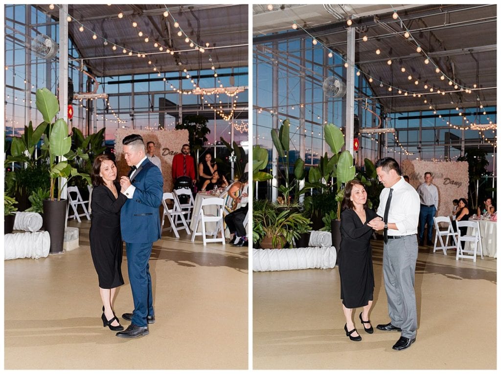 Downtown market open dancing during wedding day.